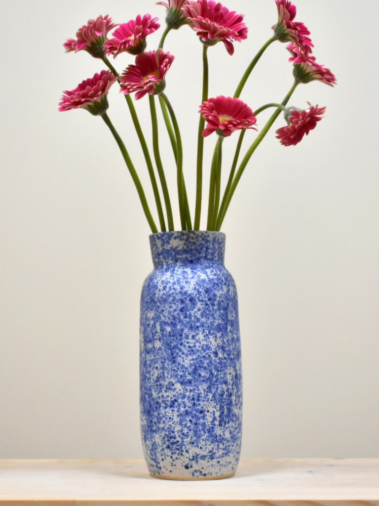White and Blue splatter vase