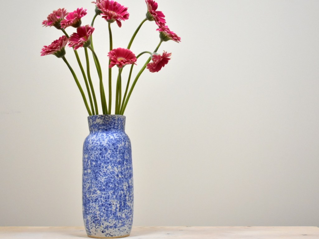 White and Blue splatter vase